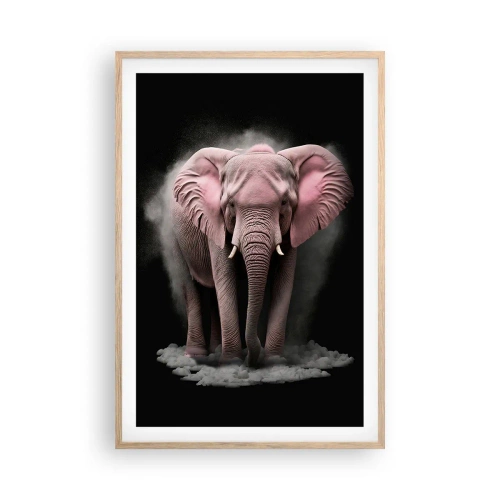 Affiche dans un chêne clair - Poster - Ne pensez pas à un éléphant rose ! - 61x91 cm