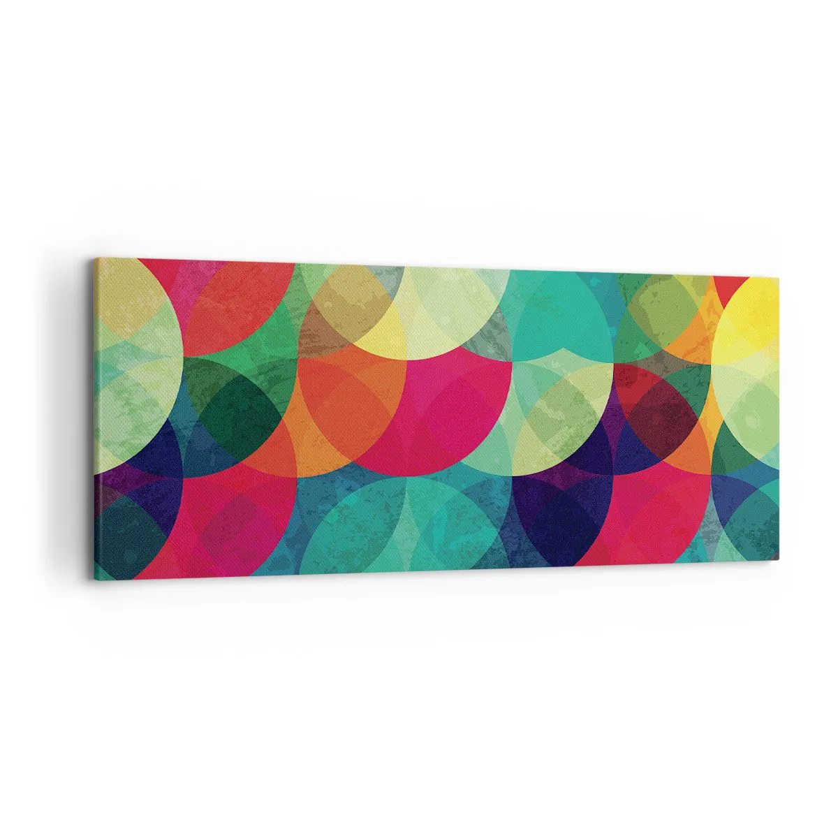 Impression sur toile - Image sur toile - Motifs géométriques colorés composés de cercles et de demi-cercles - 120x50cm - Ascension - Décoration murale moderne pour le salon et la chambre ARTTOR