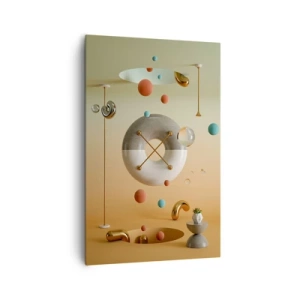 Impression sur toile - Image sur toile - Figures géométriques aux couleurs pastel dans un arrangement surréaliste - 80x120cm - Tout peut arriver - Décoration murale moderne pour le salon et la chambre ARTTOR