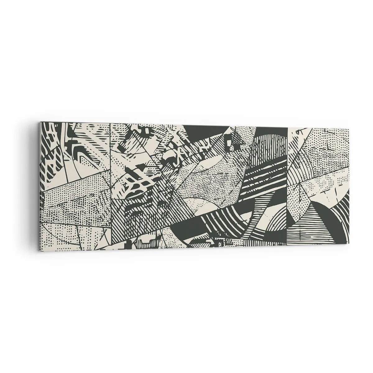 Impression sur toile - Image sur toile - Motifs géométriques abstraits dans des tons de vert sur fond clair - 140x50cm - Dynamique du modernisme - Décoration murale moderne pour le salon et la chambre ARTTOR