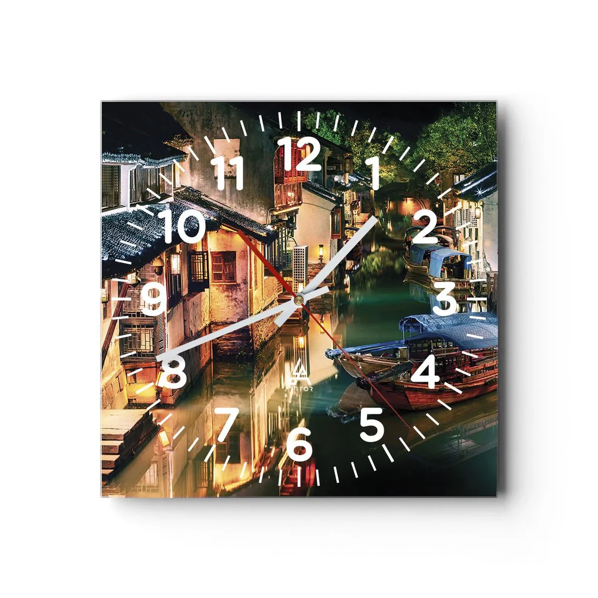 Horloge murale - Pendule murale - Soirée dans une rue chinoise - 40x40 cm