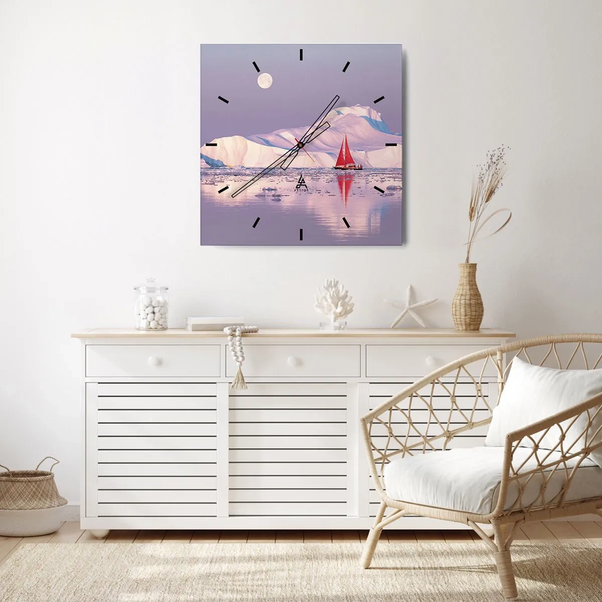 Horloge murale - Pendule murale - La chaleur de la voile, le froid de la glace - 40x40 cm