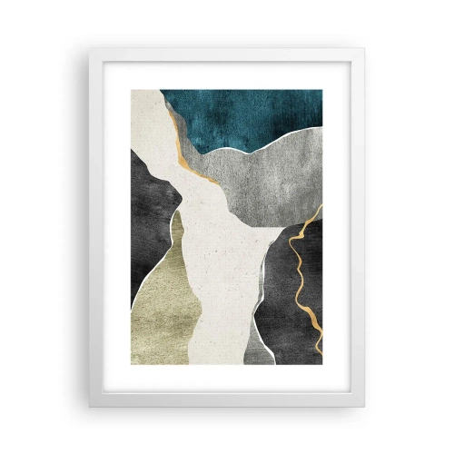 Affiche dans un cadre blanc - Poster - Composition mosaïque avec un fil d'or - 30x40 cm