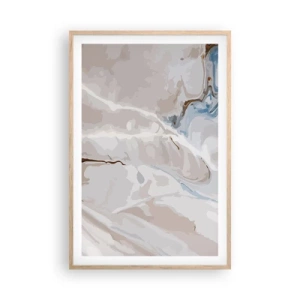 Affiche dans un chêne clair - Poster - Le bleu serpente sous le blanc - 61x91 cm