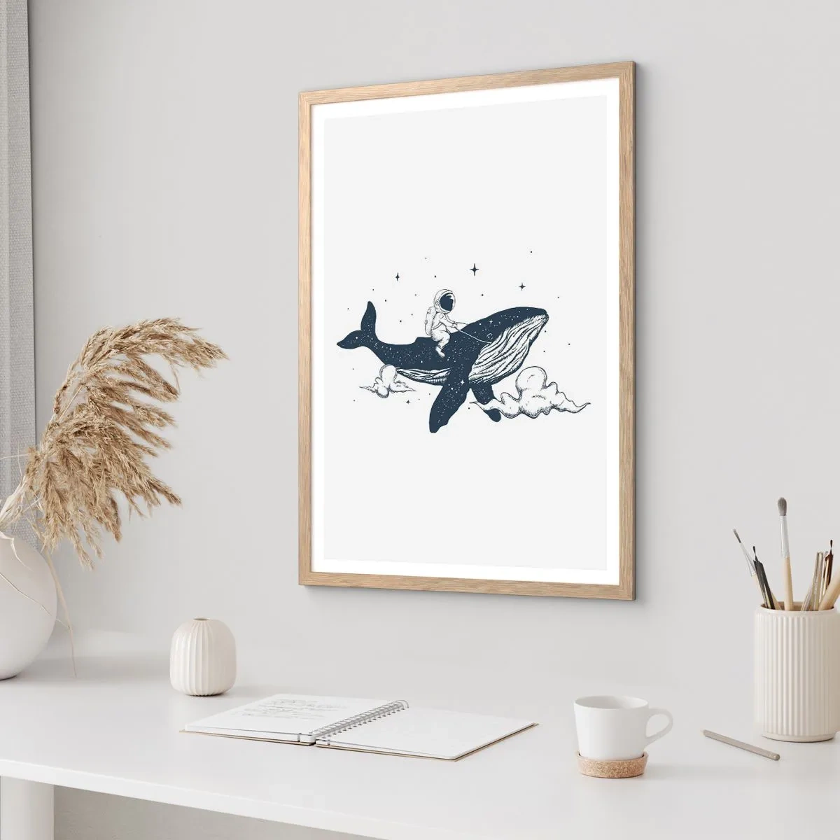 Affiche dans un chêne clair - Poster - Aventure spatiale - 30x40 cm