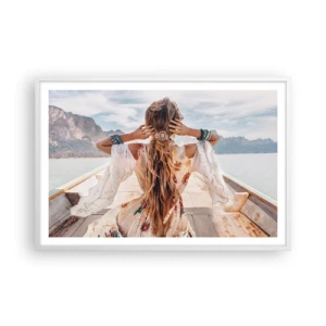 Affiche dans un cadre blanc - Poster - En route vers le bonheur - 91x61 cm