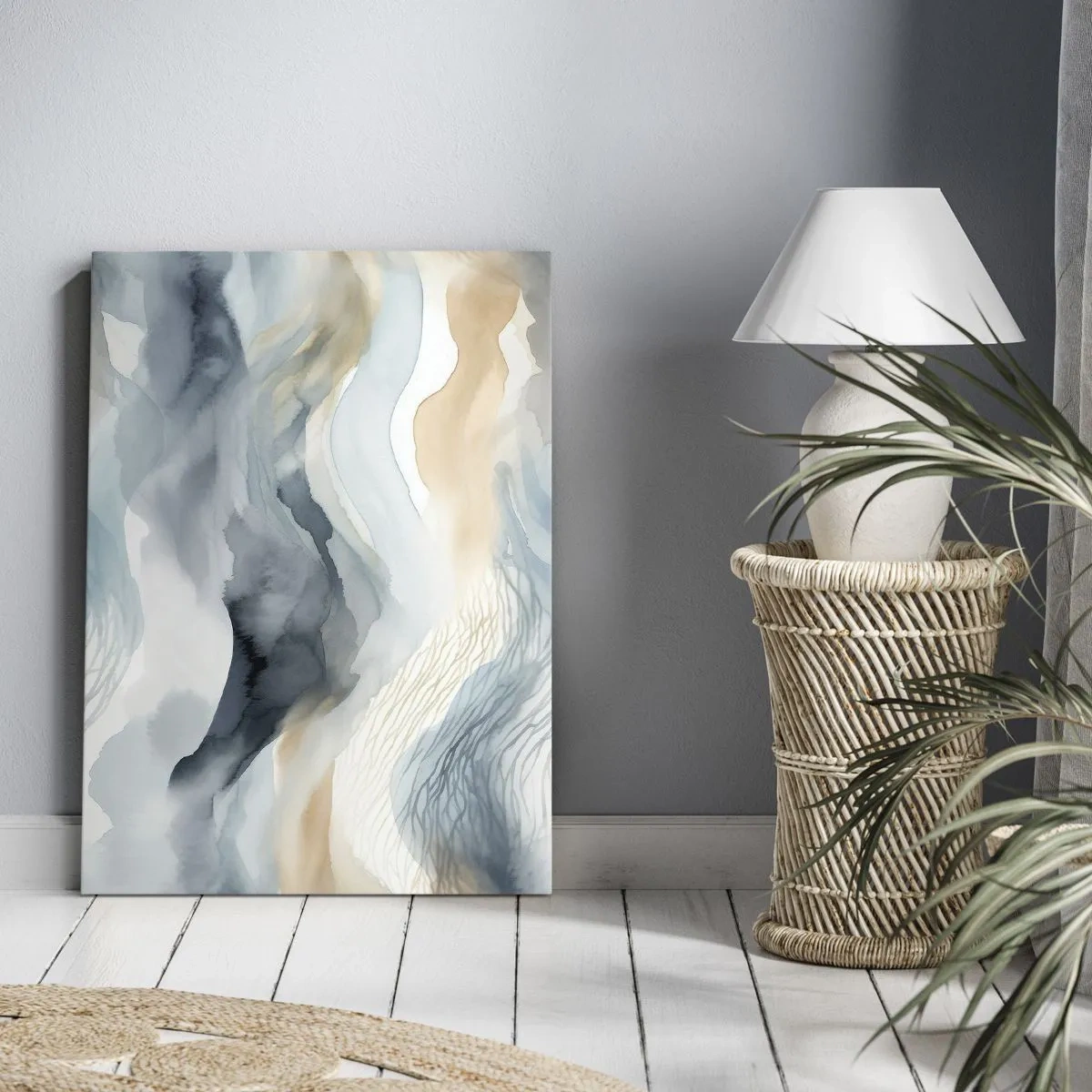 Impression sur toile - Image sur toile - Abstraction enneigée et brumeuse - 65x120 cm