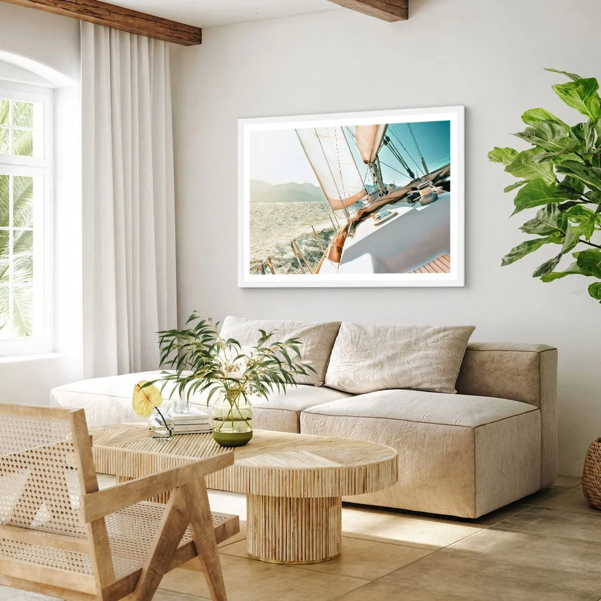 Affiche dans un cadre blanc - Poster - Toutes voiles dehors - 100x70 cm