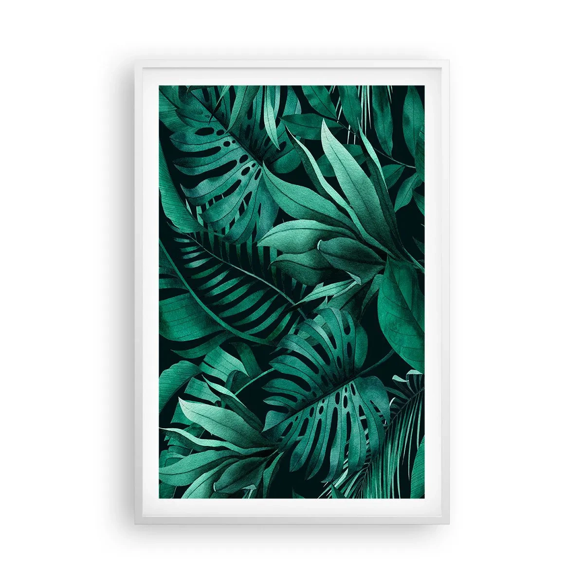 Affiche dans un cadre blanc - Poster - Profondeur du vert tropical - 61x91 cm