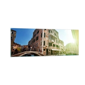 Impression sur verre - Image sur verre - Pont et canal de Venise avec une architecture historique - 140x50cm - Venise - Amore Moi - Décoration murale moderne pour le salon et la chambre ARTTOR