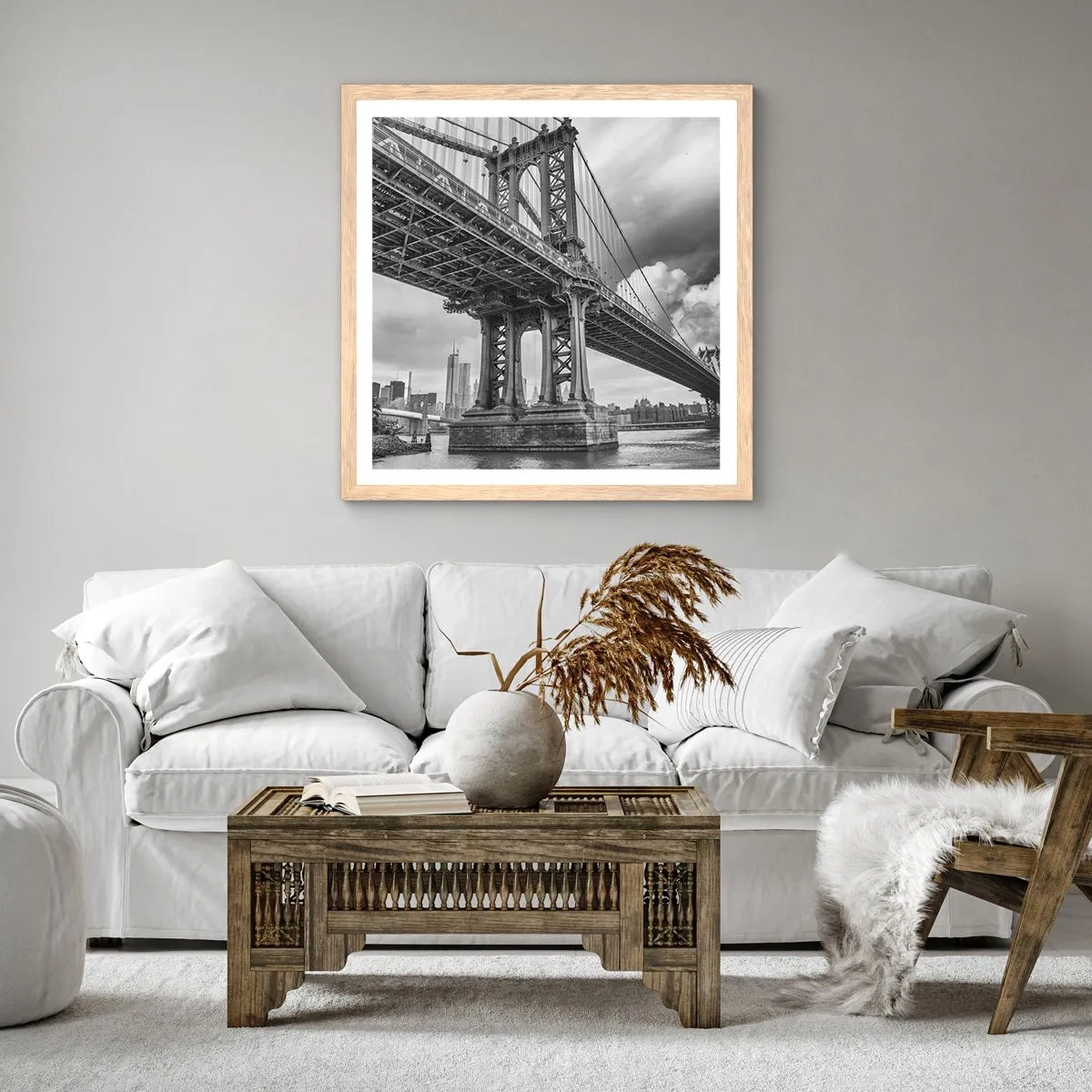 Affiche dans un chêne clair - Poster - Au coeur de la ville - 40x40 cm