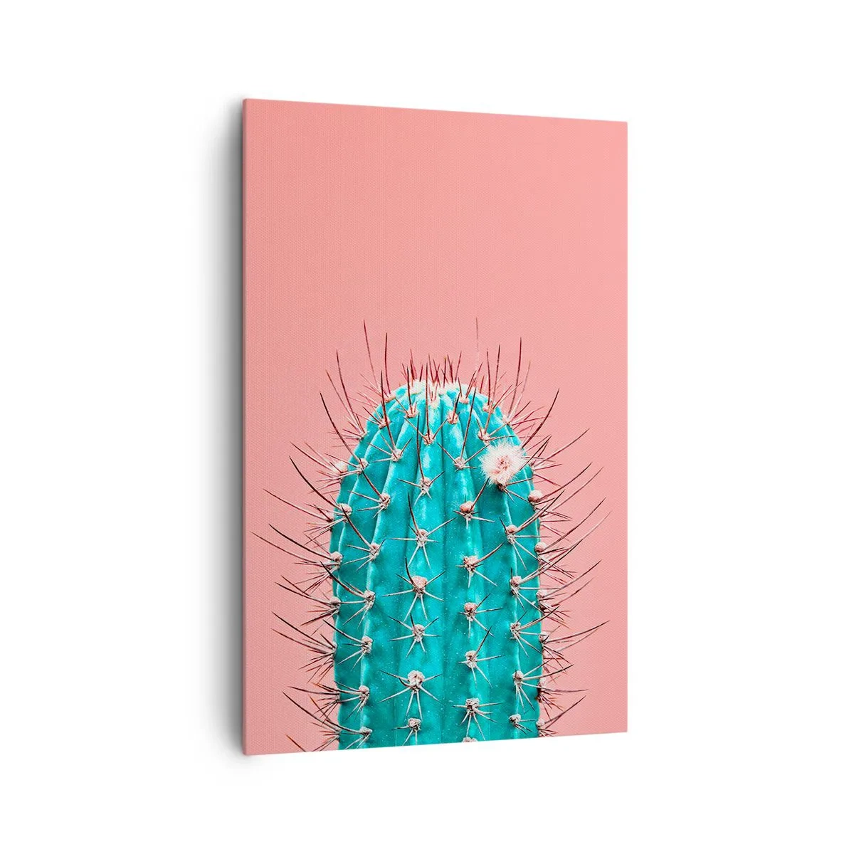 Impression sur toile - Image sur toile - Une interprétation artistique d'un cactus sur fond rose - 80x120cm - Juste regarde - Décoration murale moderne pour le salon et la chambre ARTTOR