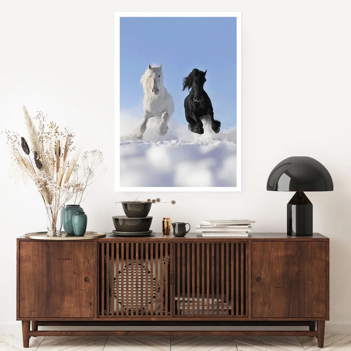 Affiche - Poster - Galop noir et blanc - 61x91 cm
