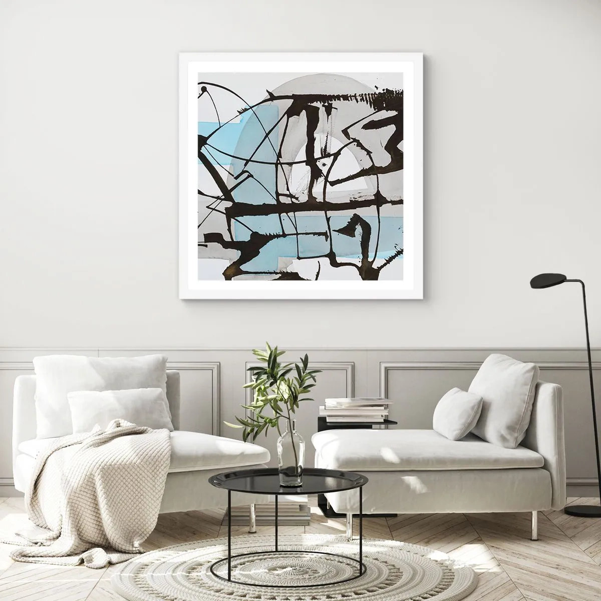 Affiche dans un cadre blanc - Poster - Bleu malgré tout - 40x40 cm