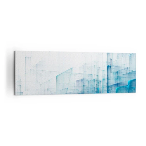Impression sur toile - Image sur toile - Formes géométriques abstraites dans des tons de bleu - 160x50cm - Comment l’espace s’est formé - Décoration murale moderne pour le salon et la chambre ARTTOR