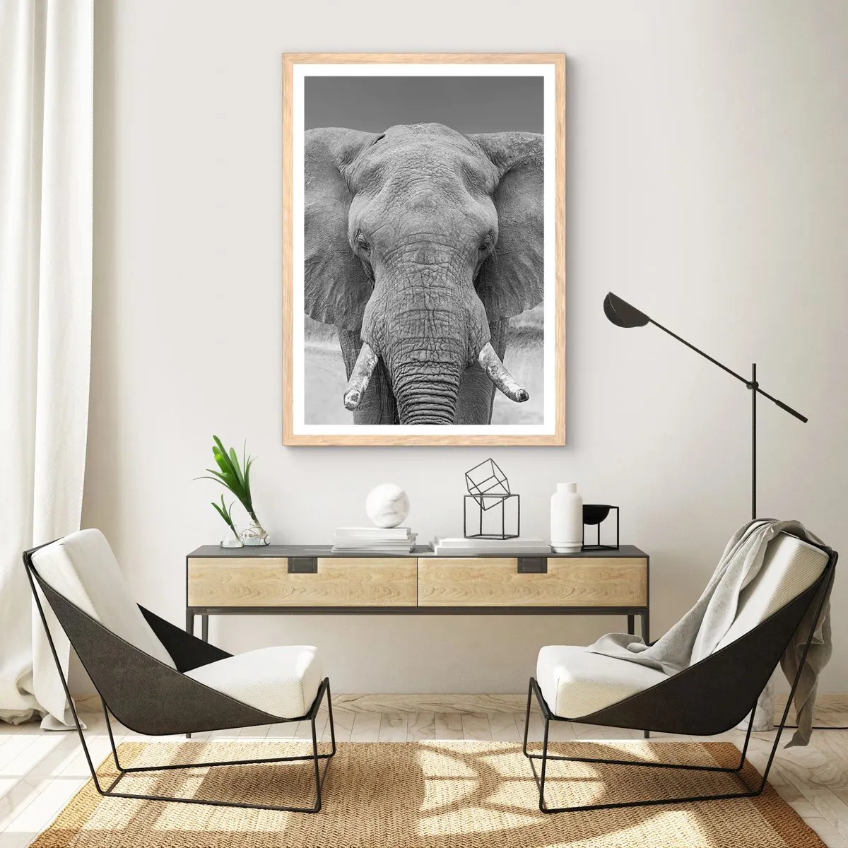 Affiche dans un chêne clair - Poster - Bienvenue dans mon monde - 70x100 cm