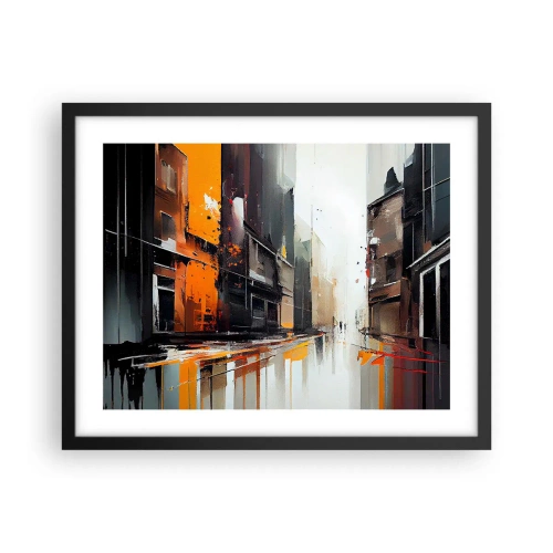 Affiche dans un cadre noir - Poster - Jour de pluie - 50x40 cm