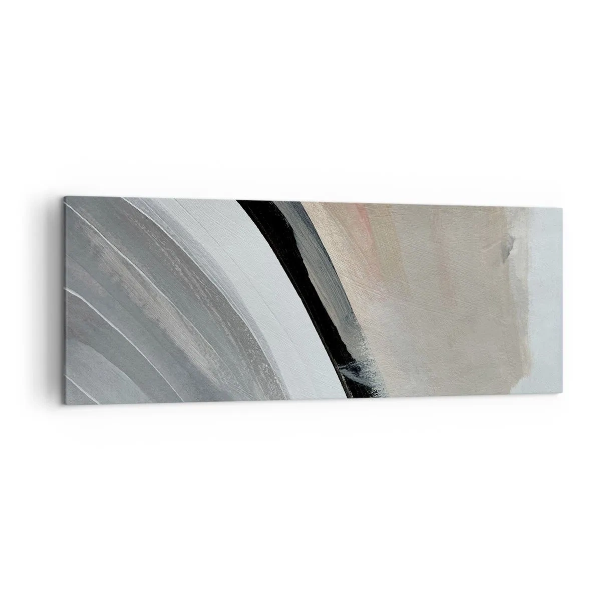 Impression sur toile - Image sur toile - Arche abstraite dans les tons de noir, gris et beige - 140x50cm - Composition : arc de noir et gris - Décoration murale moderne pour le salon et la chambre ARTTOR