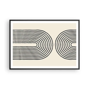 Affiche dans un cadre noir - Poster - Motif géométrique abstrait avec des lignes symétriques sur un fond clair - 100x70cm - Dans un instant... - Décoration murale moderne pour le salon et la chambre ARTTOR