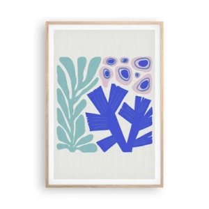 Affiche dans un chêne clair - Poster - Jardin sous-marin - 70x100 cm