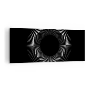 Impression sur toile - Image sur toile - Cercle graphique avec des rayons en noir et blanc - 120x50cm - Soleil noir - Décoration murale moderne pour le salon et la chambre ARTTOR