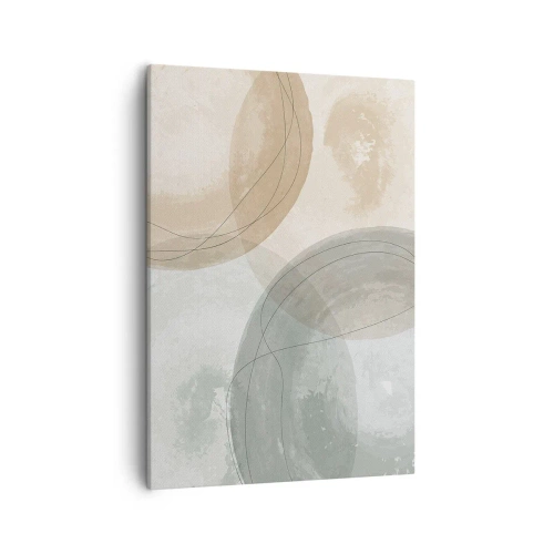 Impression sur toile - Image sur toile - Composition abstraite aux couleurs pastel avec des lignes - 50x70cm - Mondes pénétrants - Décoration murale moderne pour le salon et la chambre ARTTOR