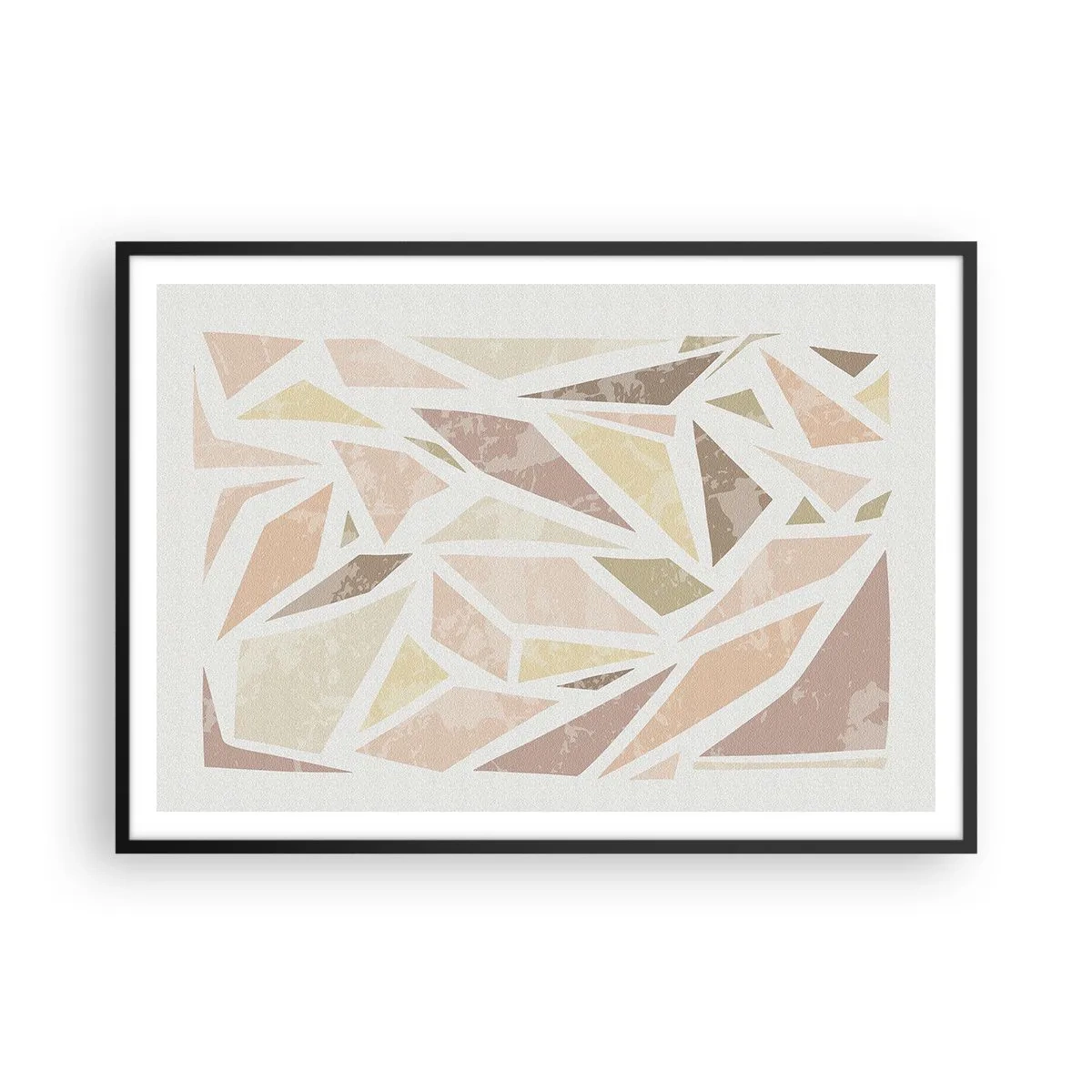 Affiche dans un cadre noir - Poster - Formes géométriques abstraites aux couleurs pastel - 100x70cm - Composition de vitraux - Décoration murale moderne pour le salon et la chambre ARTTOR