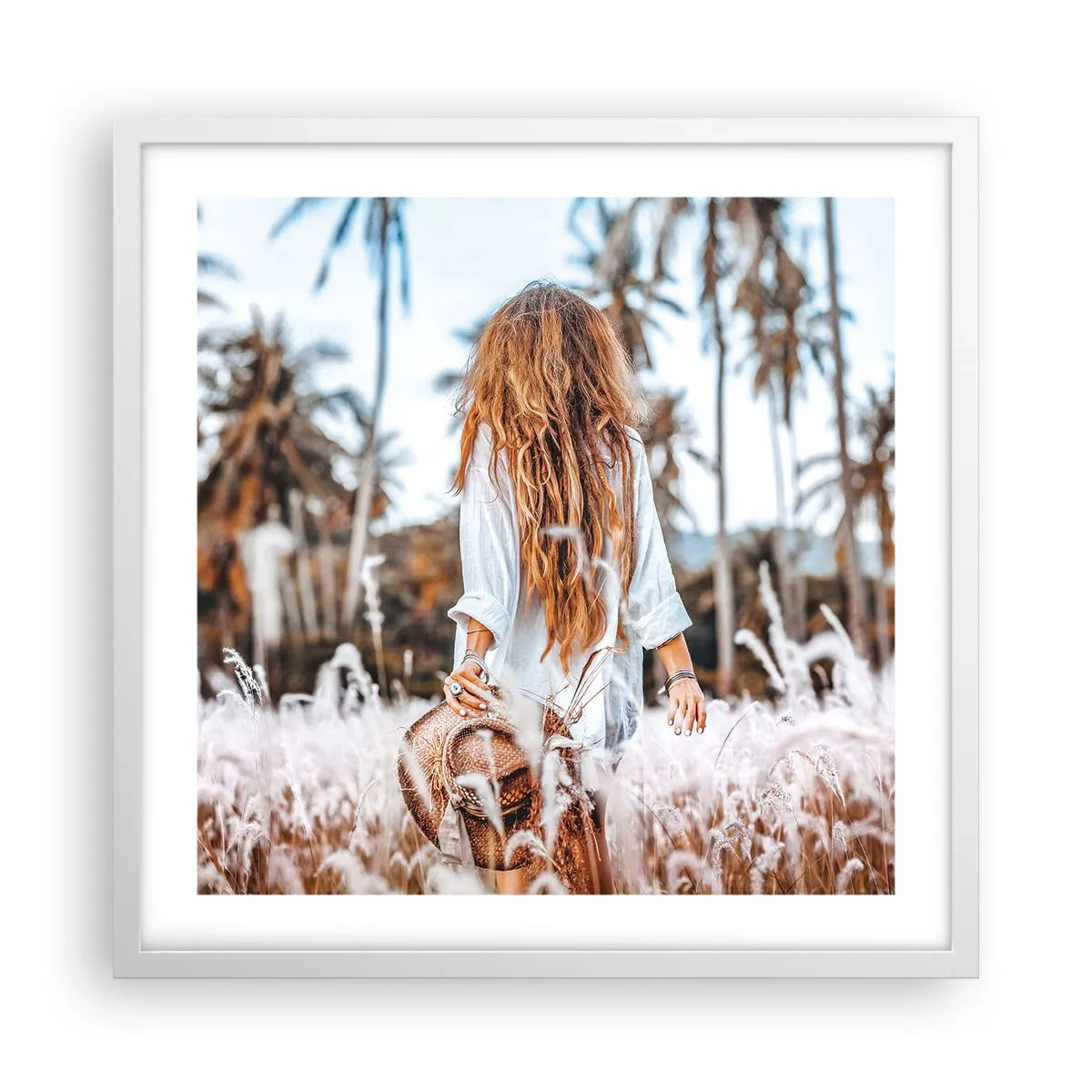 Affiche dans un cadre blanc - Poster - Né de peluches d'herbe - 50x50 cm