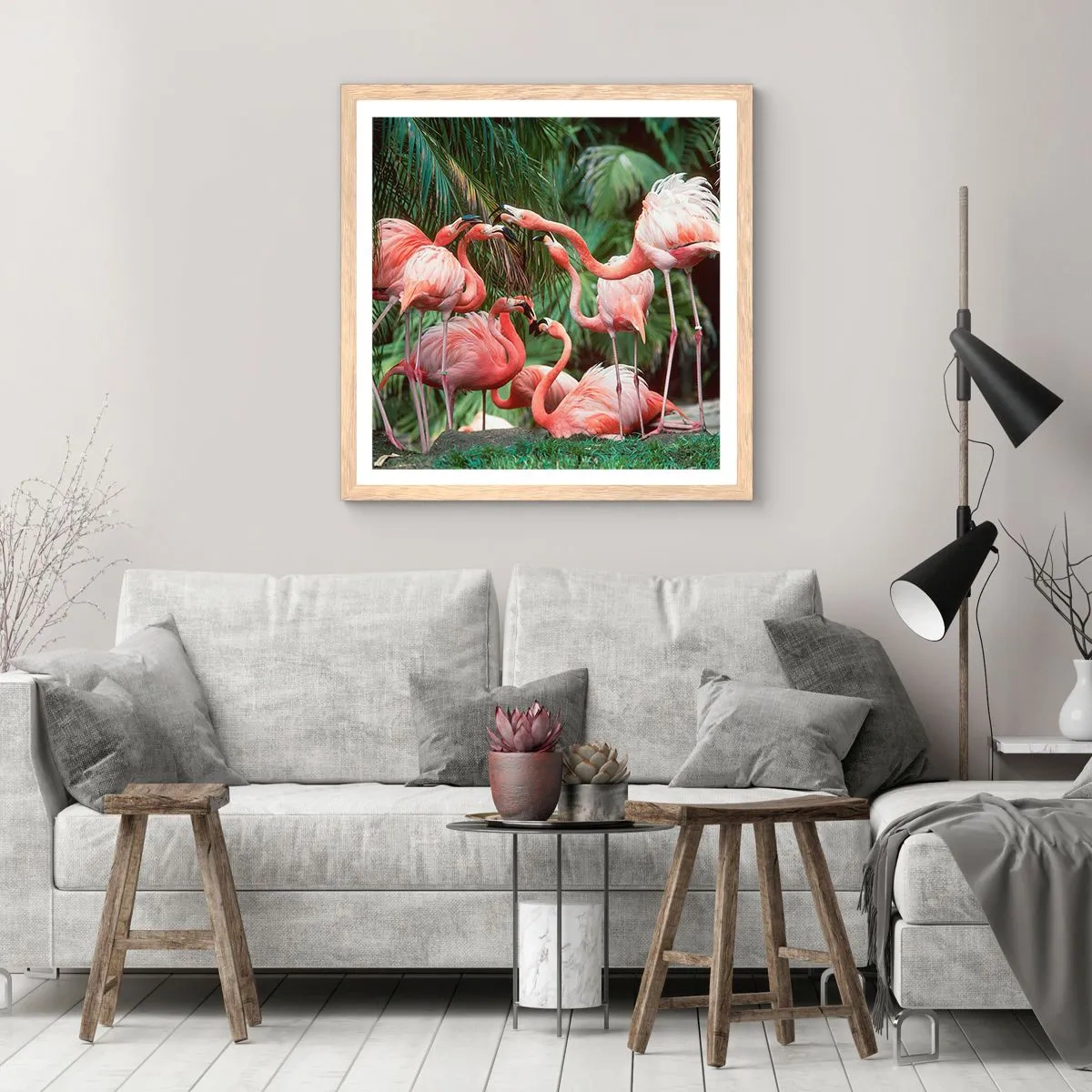 Affiche dans un chêne clair - Poster - Potins d'après-midi - 40x40 cm