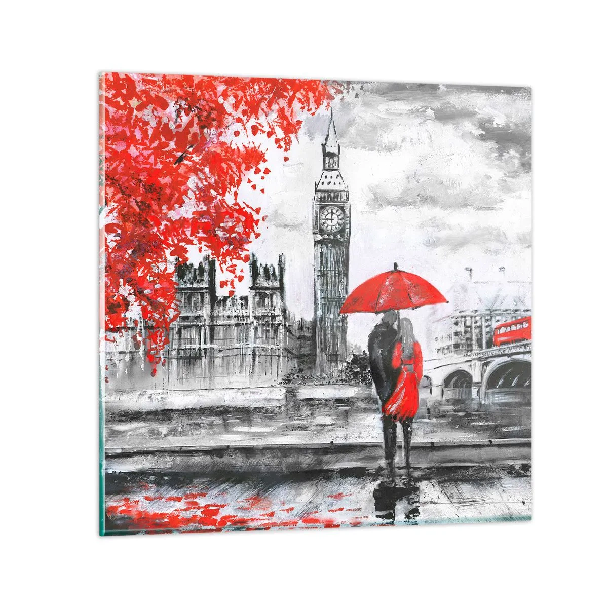 Impression sur verre - Image sur verre - Amoureux de Londres - 70x70 cm