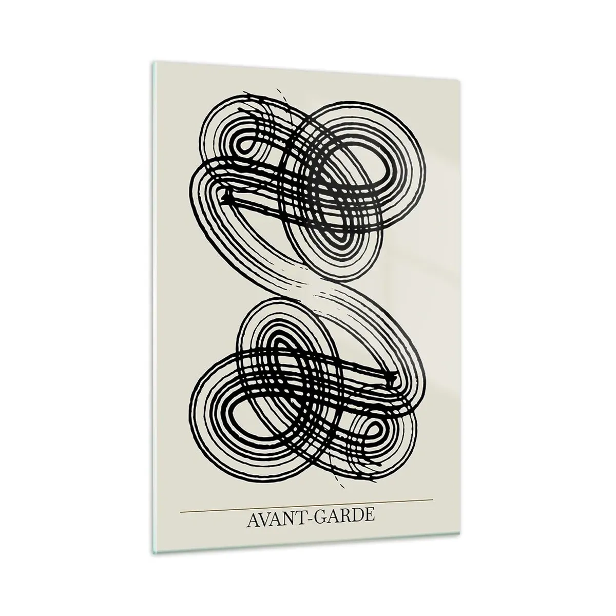 Impression sur verre - Image sur verre - Boucles et lignes avant-gardistes noires sur fond clair - 50x70cm - C'est venu spontanément - Décoration murale moderne pour le salon et la chambre ARTTOR
