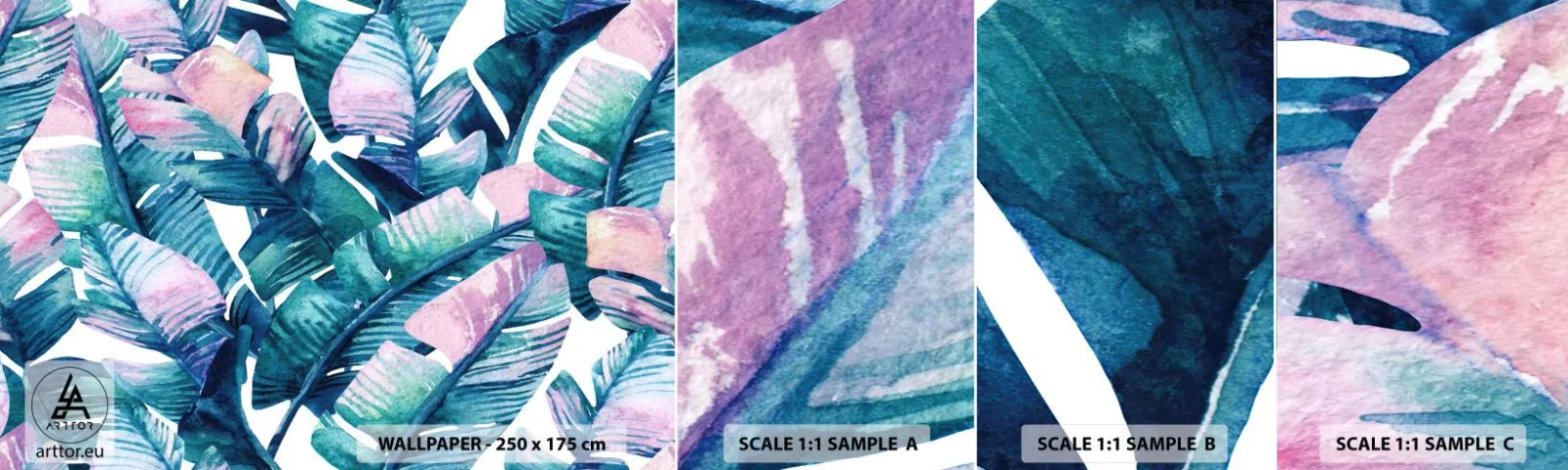 Échantillon de Papier Peint Autocollant Deluxe Sticker - Dans une bananeraie - Abstraction, Feuilles, Morceau - 100x30 cm