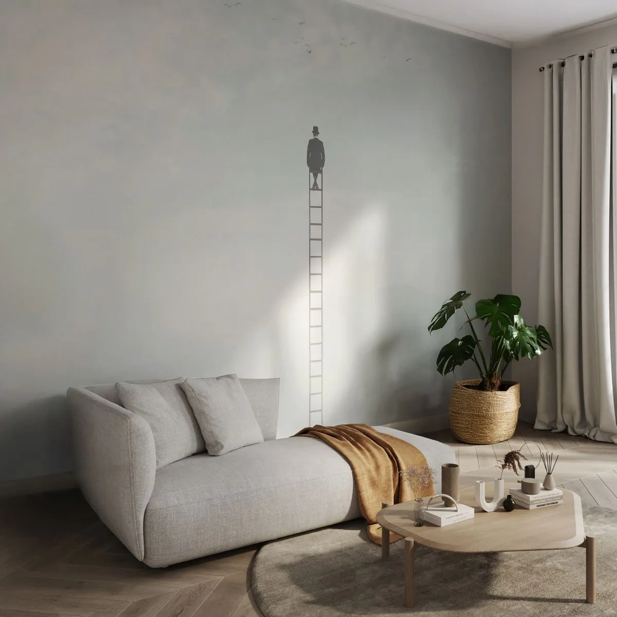 Papier Peint Photo Premium Canvas - Se soulever au-dessus - Abstraction, Homme, Morceau - 350x256 cm