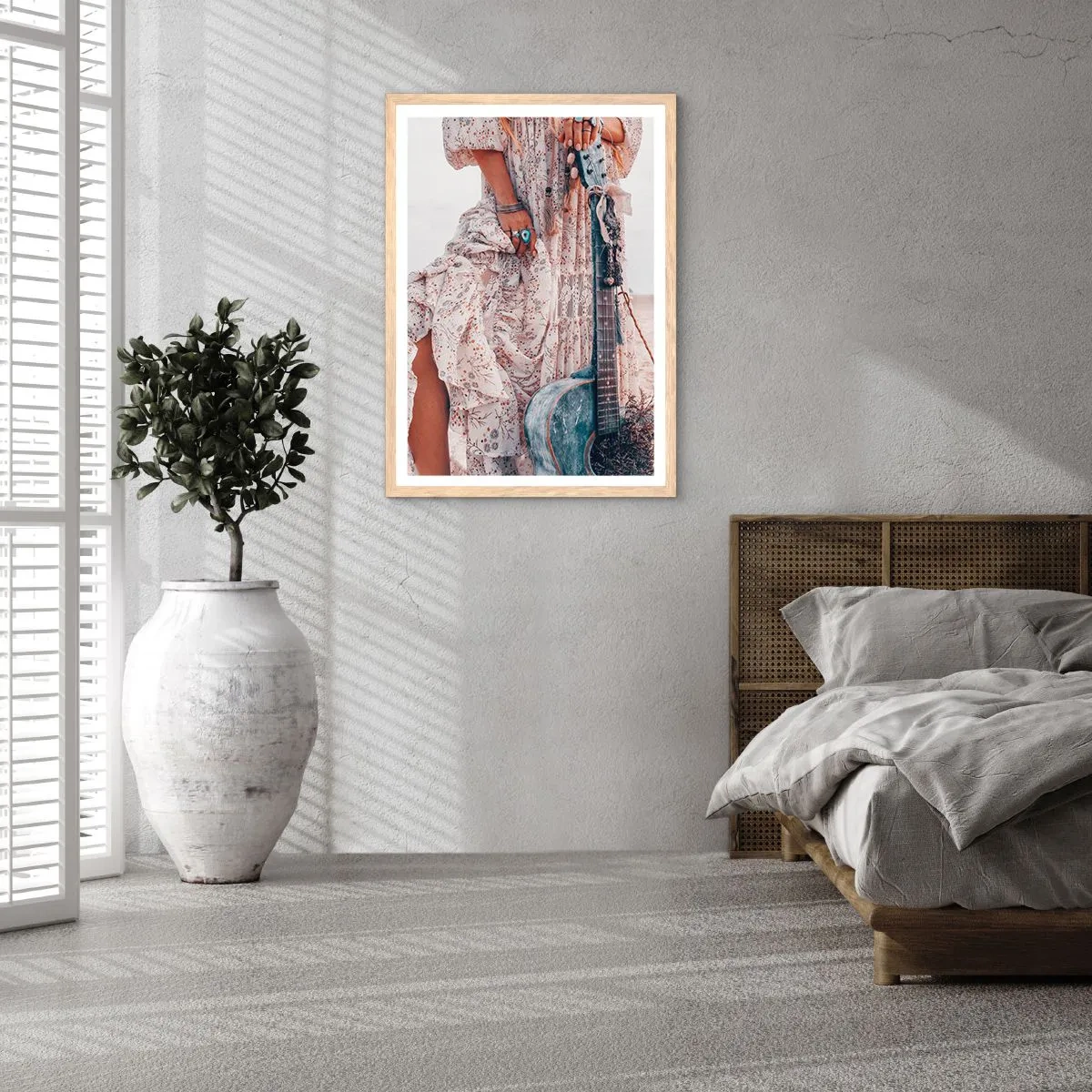 Affiche dans un chêne clair - Poster - Enfant de fleur en route - 70x100 cm