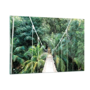 Impression sur verre - Image sur verre - Pont suspendu dans une forêt tropicale - 120x80cm - Welcome to the jungle! - Décoration murale moderne pour le salon et la chambre ARTTOR
