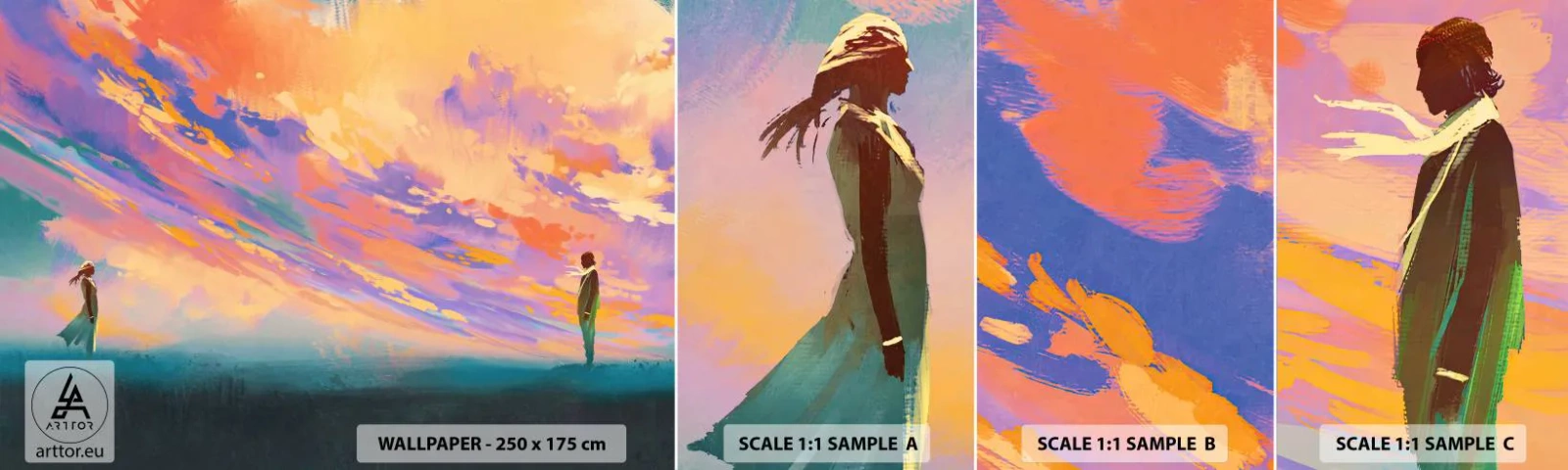 Échantillon de Papier Peint Autocollant Deluxe Sticker - La force d'attraction - Abstraction, Femme et Homme, Morceau - 100x30 cm