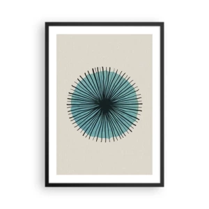 Affiche dans un cadre noir - Poster - Motif géométrique en forme de cercle radial - 50x70cm - Rayonnant dans l'azur - Décoration murale moderne pour le salon et la chambre ARTTOR