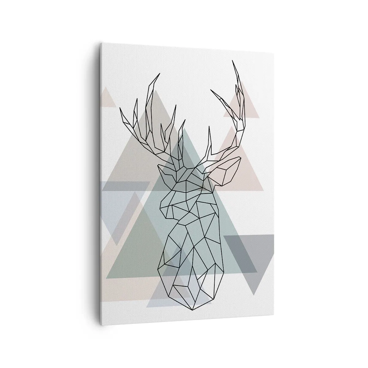 Impression sur toile - Image sur toile - Cerf géométrique sur fond de triangles pastel - 70x100cm - Dans une forêt géométrique - Décoration murale moderne pour le salon et la chambre ARTTOR