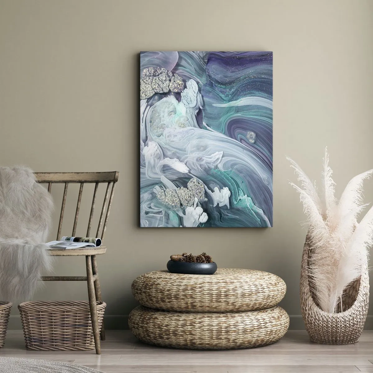 Impression sur toile - Image sur toile - Courants bleus - 55x100 cm