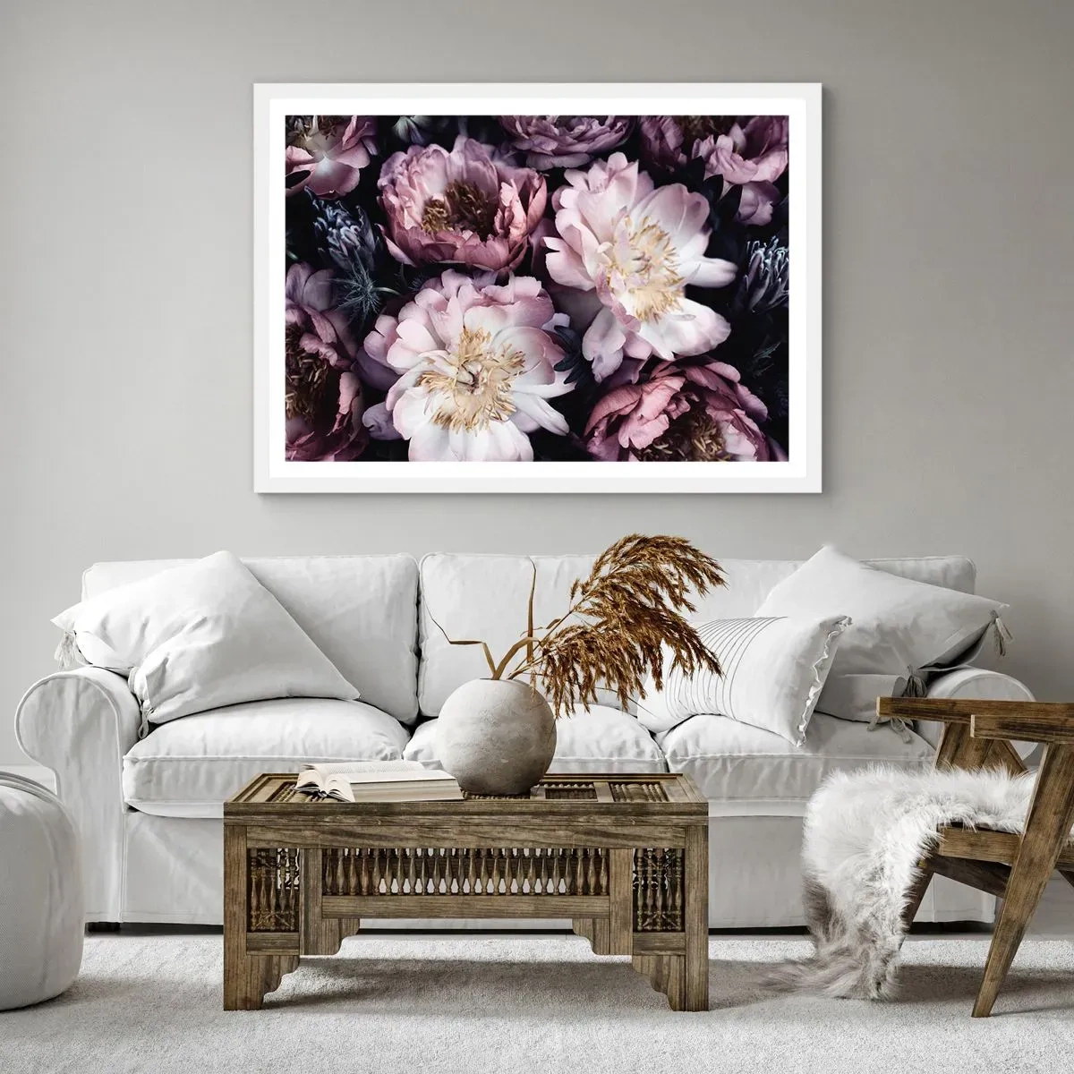 Affiche dans un cadre blanc - Poster - Bouquet à l'ancienne - 50x40 cm