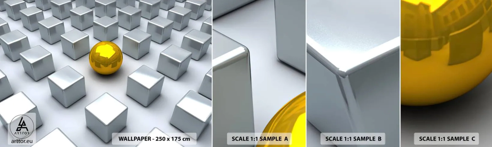 Échantillon De Papier Peint Standard Eco - Pourquoi moi? Composition géométrique - Abstraction, 3D, Graphique - 100x30 cm