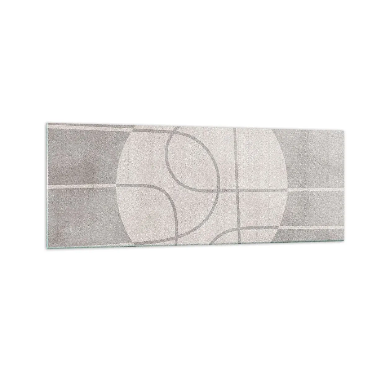 Impression sur verre - Image sur verre - Motif géométrique dans les tons de gris et de blanc - 140x50cm - Circulaire et tout droit - Décoration murale moderne pour le salon et la chambre ARTTOR