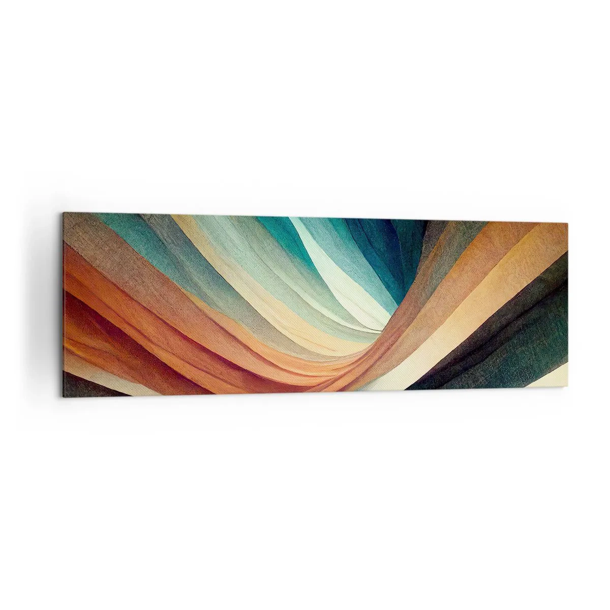Impression sur toile - Image sur toile - Vagues abstraites dans des tons chauds et froids - 160x50cm - Tissé à partir de couleurs - Décoration murale moderne pour le salon et la chambre ARTTOR
