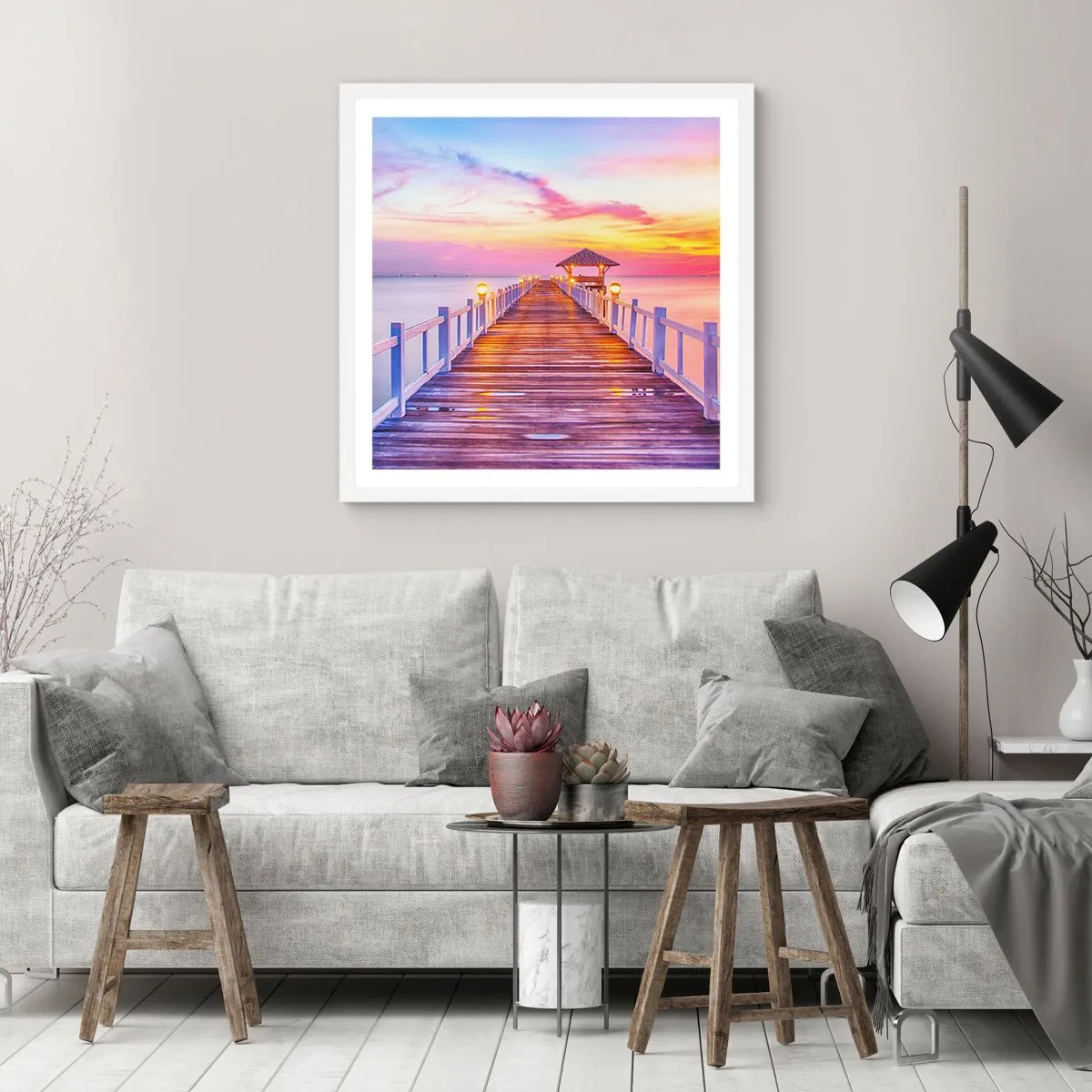 Affiche dans un cadre blanc - Poster - Le silence lilas-doré du soir - 30x30 cm
