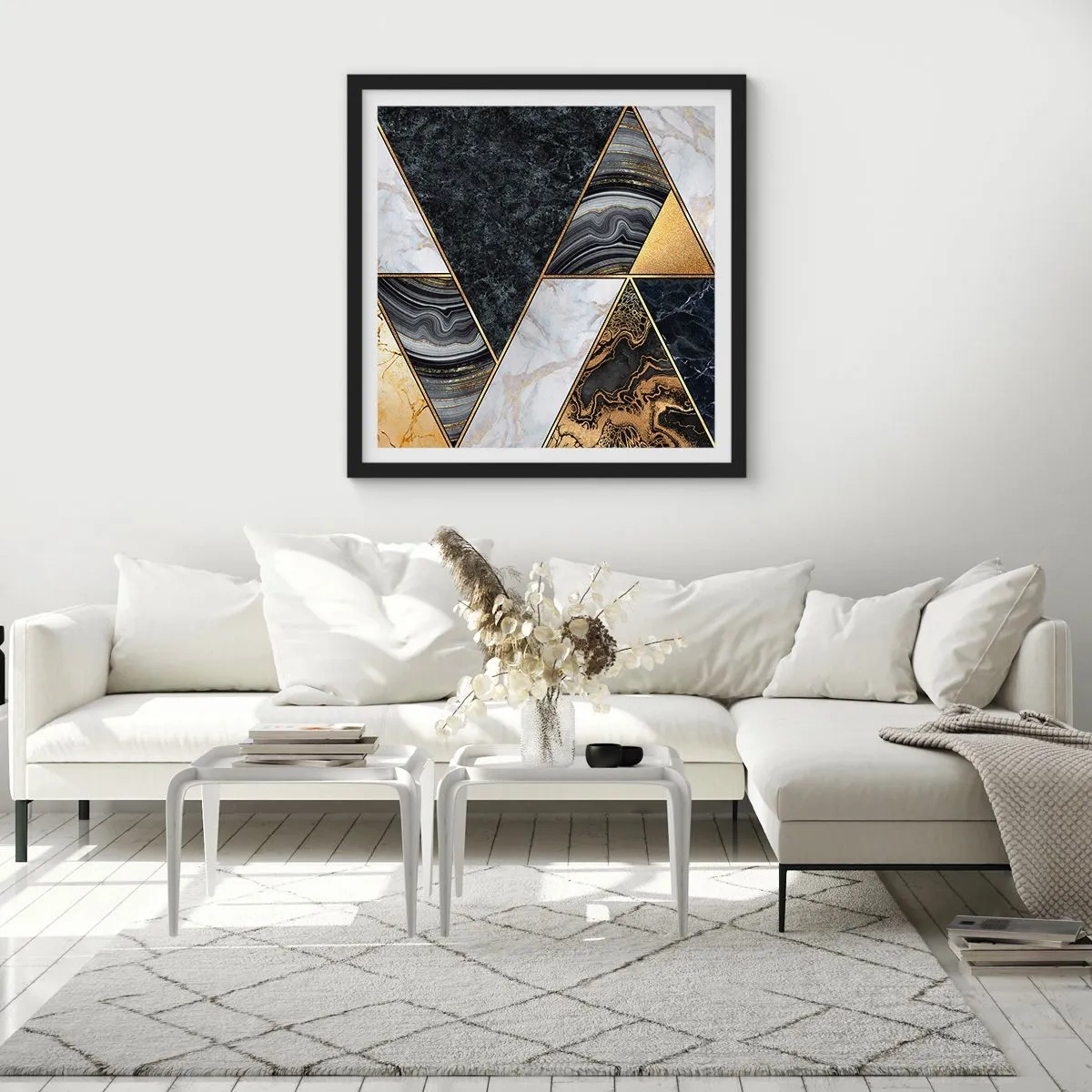 Affiche dans un cadre noir - Poster - Pierre après pierre - 30x30 cm