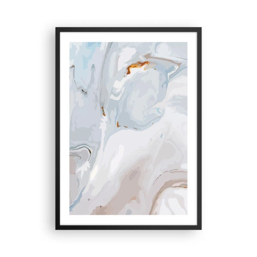 Affiche dans un cadre noir - Poster - Motif en marbre dans des tons de bleu avec des accents dorés - 50x70cm - Blanc surélevé - Décoration murale moderne pour le salon et la chambre ARTTOR