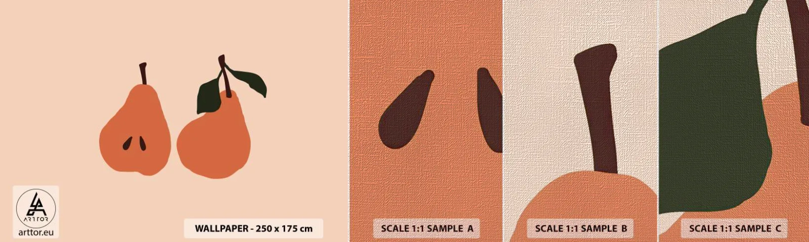 Échantillon de Papier Peint Premium Canvas - La douceur elle-même - Poire, Fruit, Minimaliste - 100x30 cm