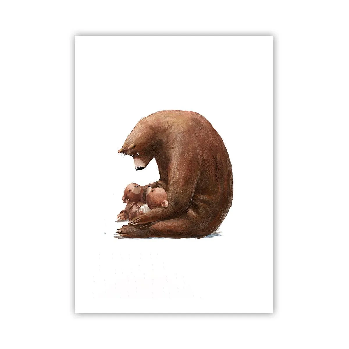 Affiche - Poster - Maman ourse serre dans ses bras deux petits oursons dans une étreinte sincère - 50x70cm - Faites de beaux rêves les enfants - Décoration murale moderne pour le salon et la chambre ARTTOR