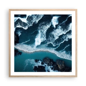 Affiche dans un chêne clair - Poster - Enveloppé par les vagues - 60x60 cm