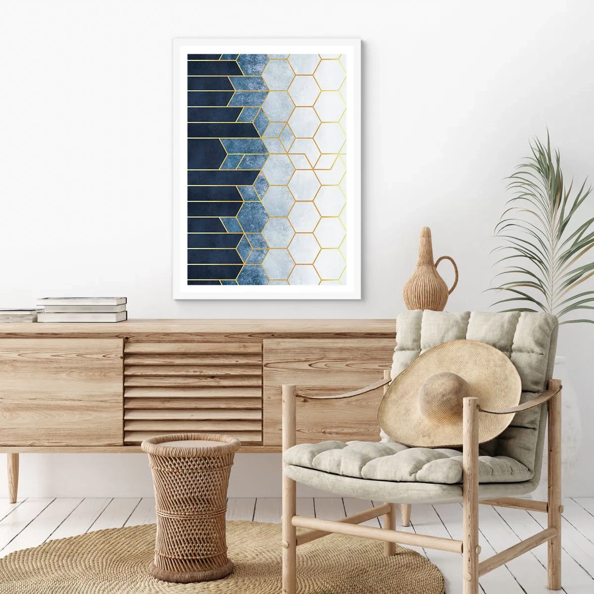 Affiche dans un cadre blanc - Poster - Composition en rythme syncopé - 61x91 cm